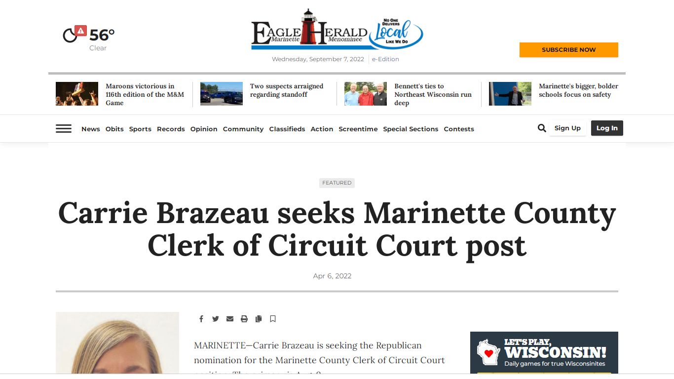 Carrie Brazeau seeks Marinette County Clerk of Circuit Court post ...